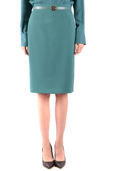 Shop Elisabetta Franchi Women's Green Polyester Skirt