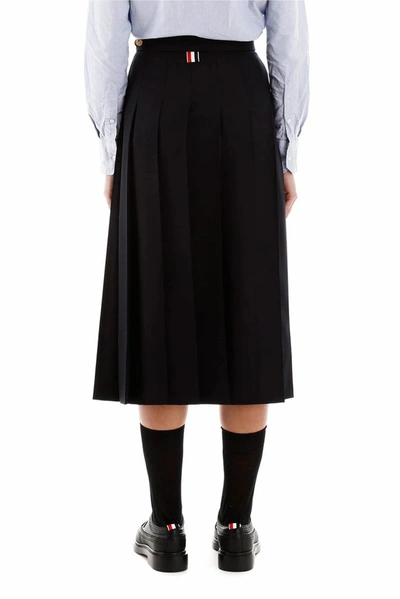 Shop Thom Browne Women's Blue Wool Skirt