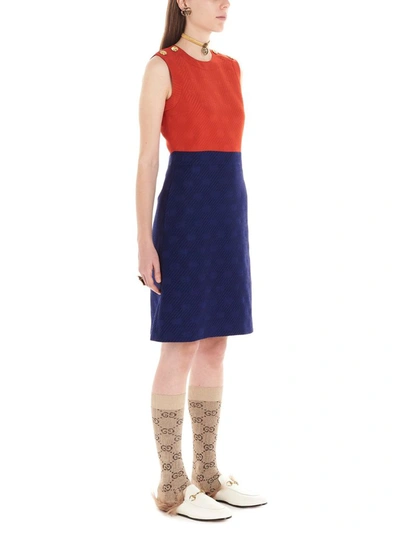 Shop Gucci Women's Blue Wool Dress