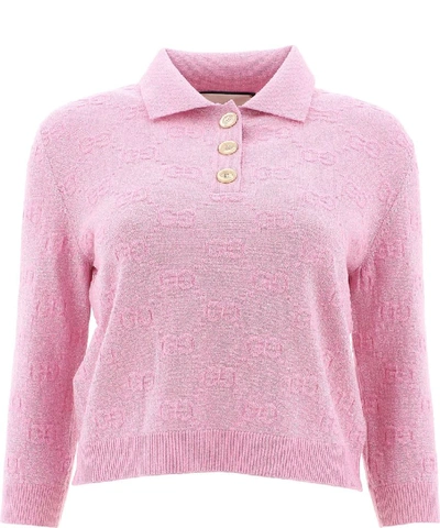 Shop Gucci Women's Pink Wool Polo Shirt