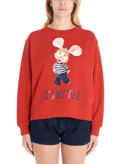 Shop Alberta Ferretti Women's Red Cotton Sweatshirt