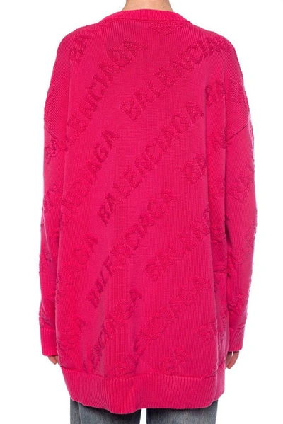 Shop Balenciaga Women's Fuchsia Cotton Sweater
