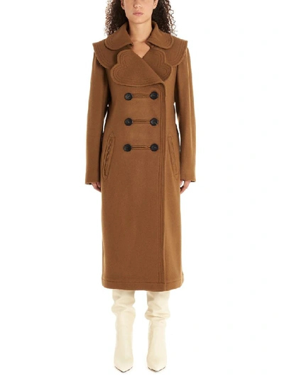 Shop Lanvin Women's Brown Wool Coat