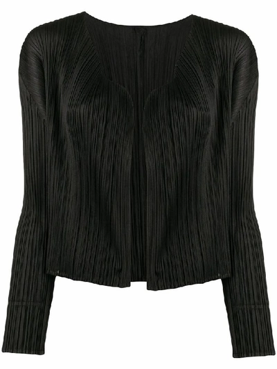 Shop Issey Miyake Pleats Please  Women's Black Polyester Cardigan