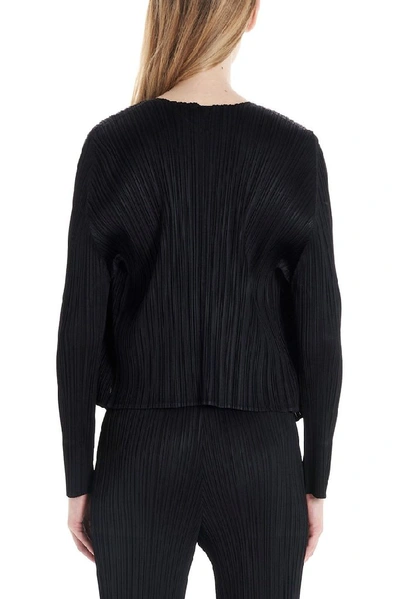 Shop Issey Miyake Pleats Please  Women's Black Polyester Cardigan