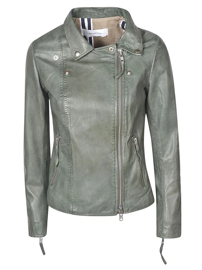 Shop Bully Women's Green Leather Outerwear Jacket