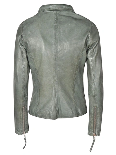 Shop Bully Women's Green Leather Outerwear Jacket