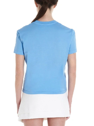 Shop Prada Women's Light Blue Cotton T-shirt