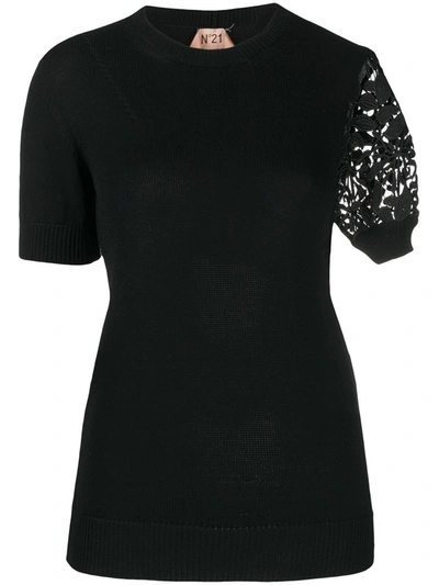Shop N°21 Women's Black Cotton T-shirt