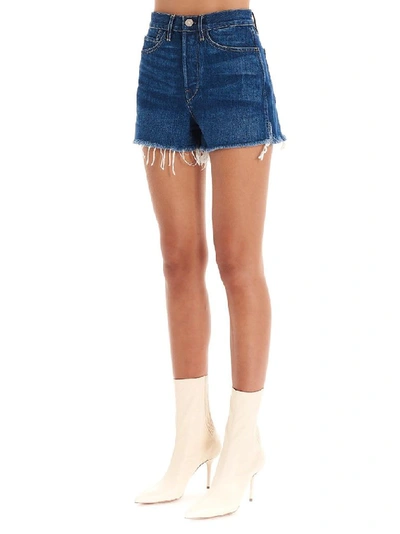 Shop 3x1 Women's Blue Cotton Shorts