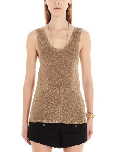 Shop Saint Laurent Women's Gold Viscose Tank Top