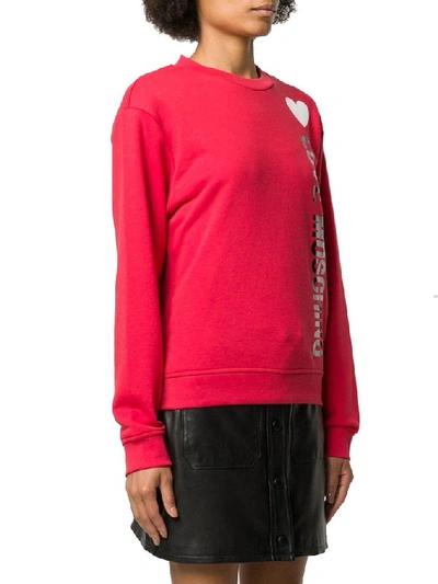 Shop Love Moschino Women's Red Cotton Sweatshirt