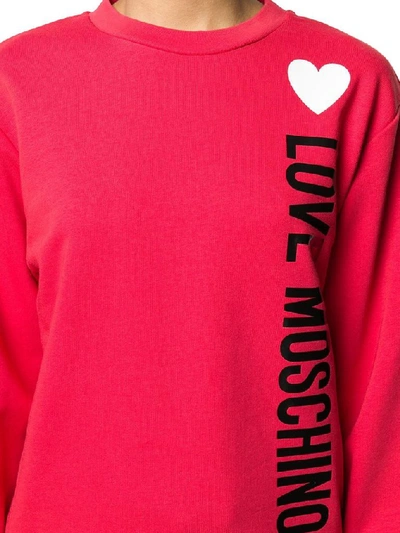 Shop Love Moschino Women's Red Cotton Sweatshirt