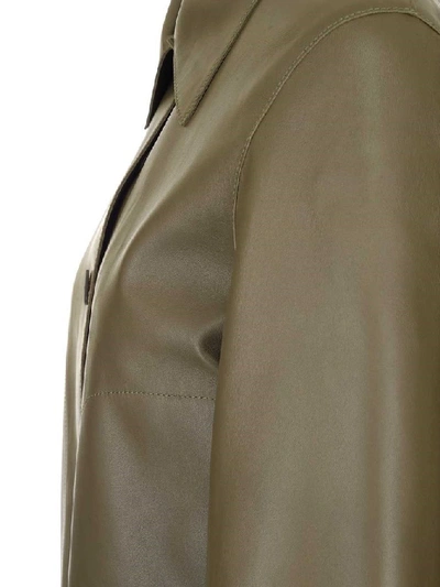 Shop Loewe Women's Green Leather Outerwear Jacket
