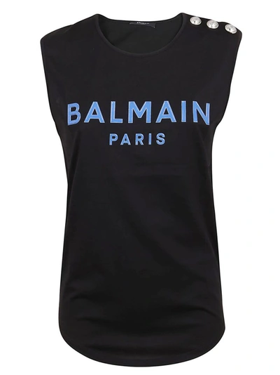 Shop Balmain Women's Black Cotton Tank Top