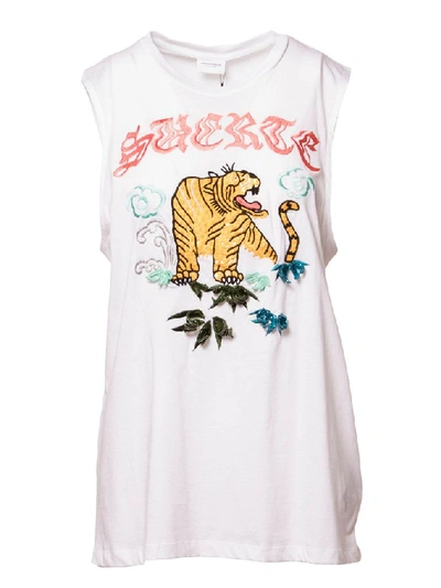 Shop Marcelo Burlon County Of Milan Marcelo Burlon Women's White Cotton Tank Top