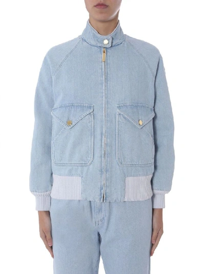 Shop Alberta Ferretti Women's Light Blue Cotton Jacket