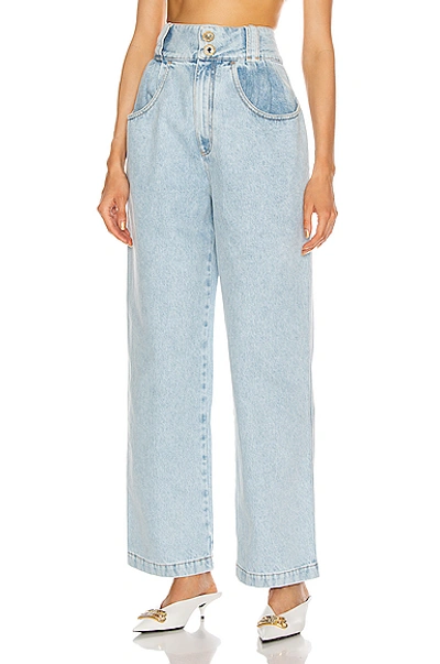 Shop Alessandra Rich High Waisted Wide Leg Jean In Light Blue