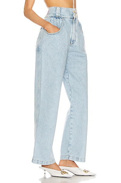 Shop Alessandra Rich High Waisted Wide Leg Jean In Light Blue