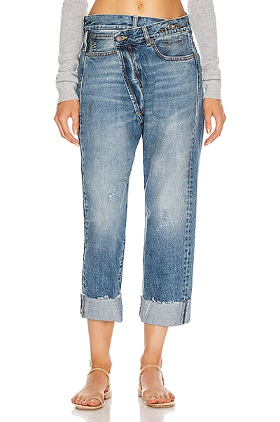 R13 Crossover Asymmetric Distressed High-rise Wide-leg Jeans In Jasper