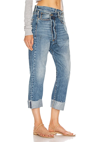 R13 Crossover Asymmetric Distressed High-rise Wide-leg Jeans In Jasper