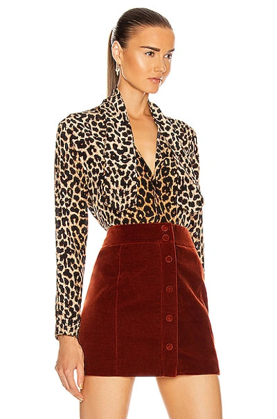 Shop Saint Laurent Tie Top In Leopard