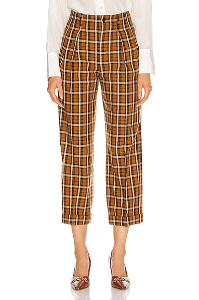 Shop Saint Laurent Cropped Pant In Marron Caramel Beige