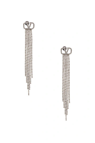 Shop Valentino Pendant Earrings In Ruthenium & Black Diamond