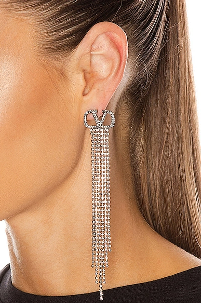 Shop Valentino Pendant Earrings In Ruthenium & Black Diamond