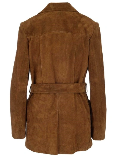 Shop Saint Laurent Women's Brown Cotton Trench Coat