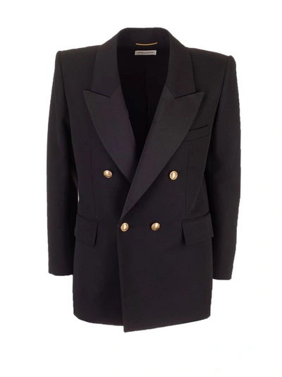 Shop Saint Laurent Women's Black Wool Blazer