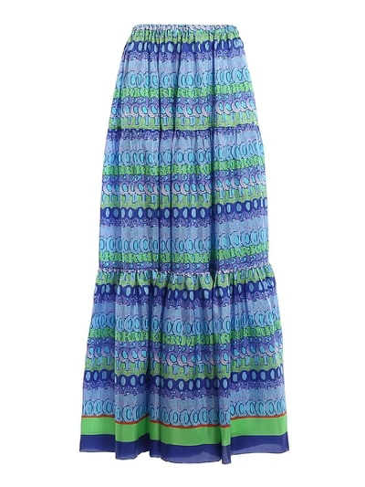 Shop Giada Benincasa Women's Blue Silk Skirt