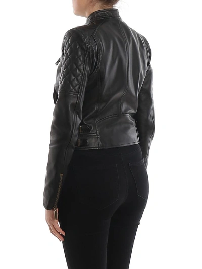 Shop Dsquared2 Women's Black Leather Outerwear Jacket