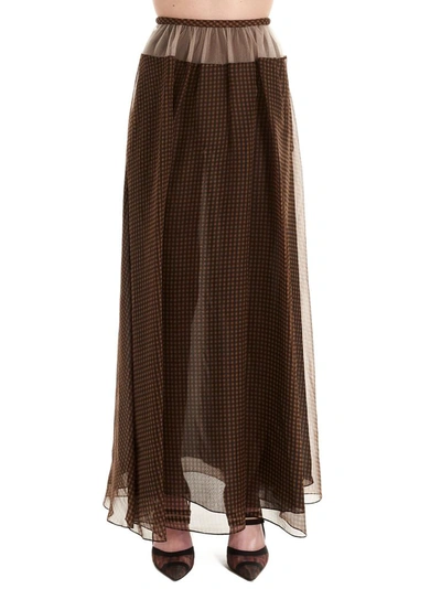 Shop Fendi Women's Brown Silk Skirt