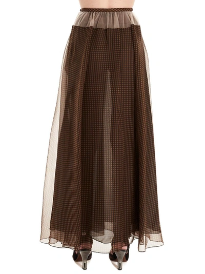 Shop Fendi Women's Brown Silk Skirt