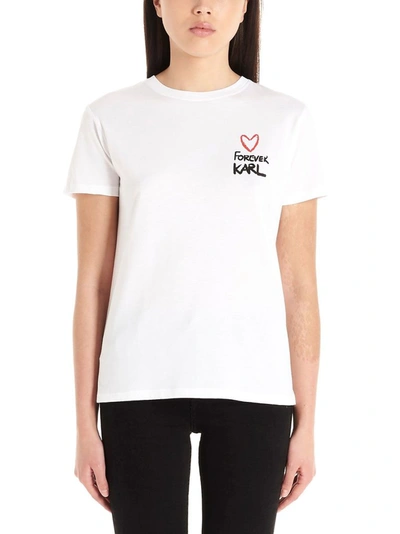 Shop Karl Lagerfeld Women's White Cotton T-shirt