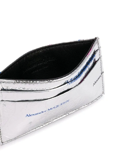 Shop Alexander Mcqueen Men's Silver Leather Card Holder