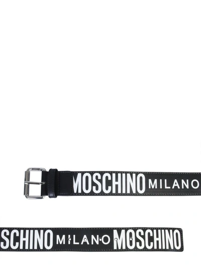 Shop Moschino Men's Black Leather Belt