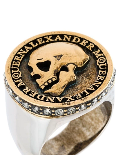 Shop Alexander Mcqueen Men's Gold Metal Ring