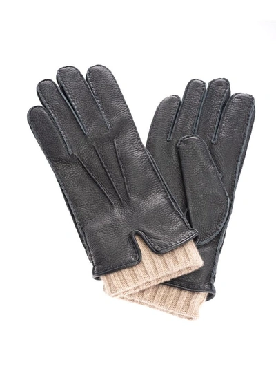 Shop Loro Piana Men's Blue Leather Gloves