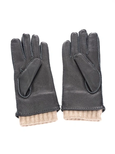 Shop Loro Piana Men's Blue Leather Gloves