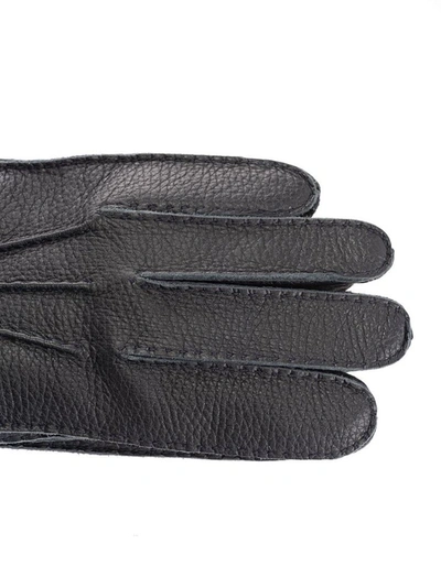 Shop Loro Piana Men's Blue Leather Gloves