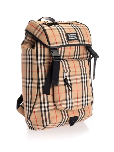 Shop Burberry Men's Beige Cotton Backpack