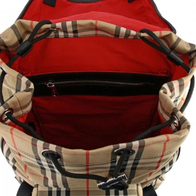 Shop Burberry Men's Beige Cotton Backpack