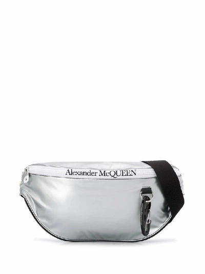 Shop Alexander Mcqueen Men's Silver Polyurethane Belt Bag