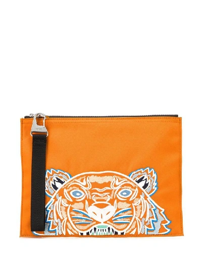 Shop Kenzo Men's Orange Polyester Pouch