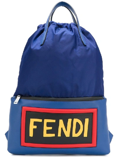 Shop Fendi Men's Blue Polyamide Backpack