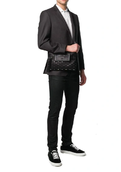 Shop Jimmy Choo Men's Black Leather Messenger Bag