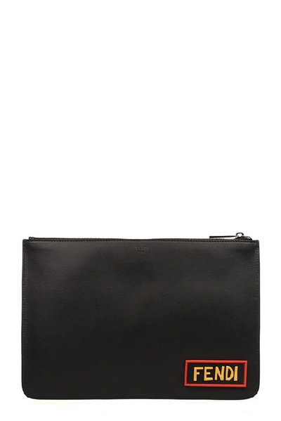 Shop Fendi Men's Black Leather Pouch