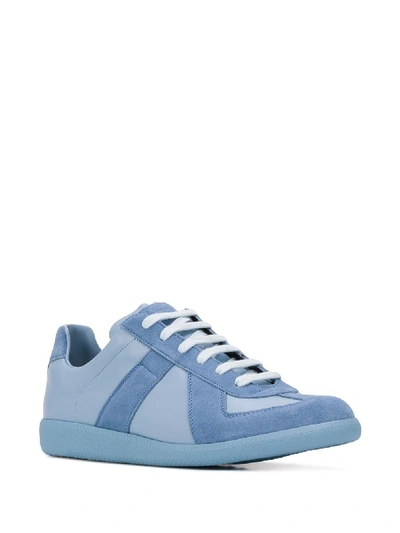 Shop Maison Margiela Men's Light Blue Leather Sneakers